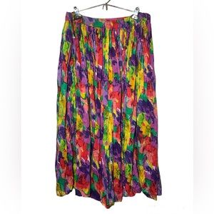 Vintage iLiO Boho Floral Midi Skirt slightly sheer Size Large